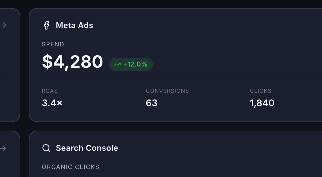 121 Insights Meta Ads performance panel