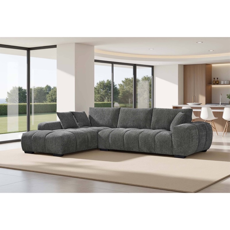 Sienna charcoal chaise styled in a Glicks showroom setting