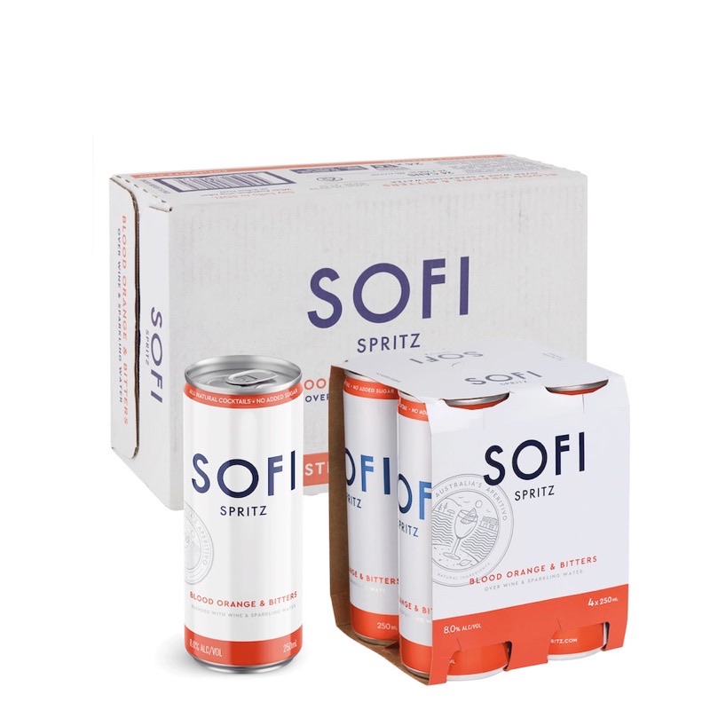 Sofi Spritz cans lined up