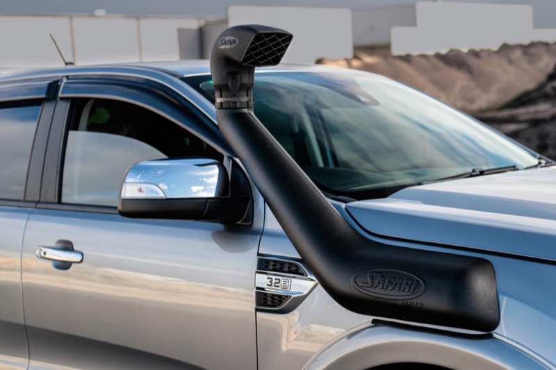 Close-up of a fitted snorkel on a 4x4